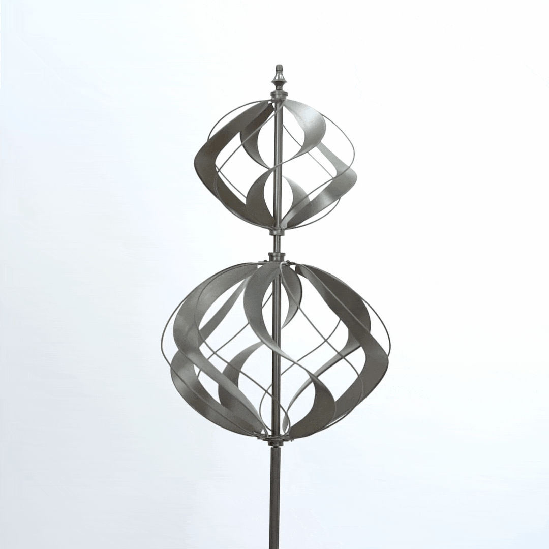 Dual Structure Global Lawn Double Wind Spinners Sculpture