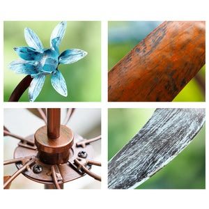 Copper wind sculpture for patio with flower