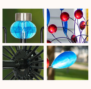 the details for Cyan Oasis wind spinners with solar light