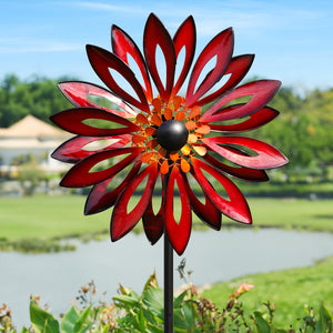 weather vane in red flower shape