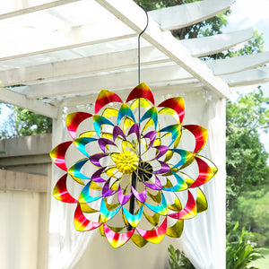 Metal hanging wind spinner