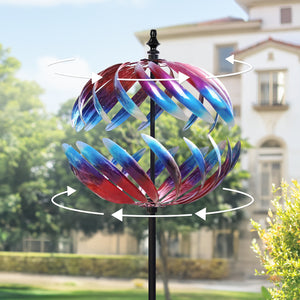 kinetic wind sculpture spping like a globa in the wind