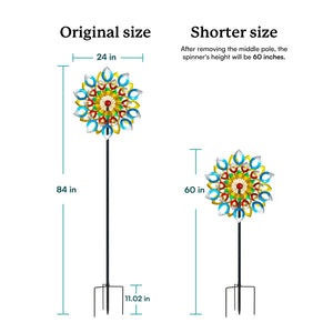 hanging yard art dual ways, height can be adjust from 84 to 60 inches.