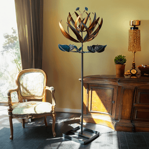 large flower windmill sculpture at home