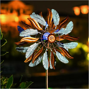outdoor yard decorations with changing color light at night