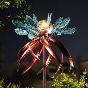 wind spinner with solar light at night