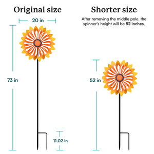 70 in. tall metal flower wind spinner yard