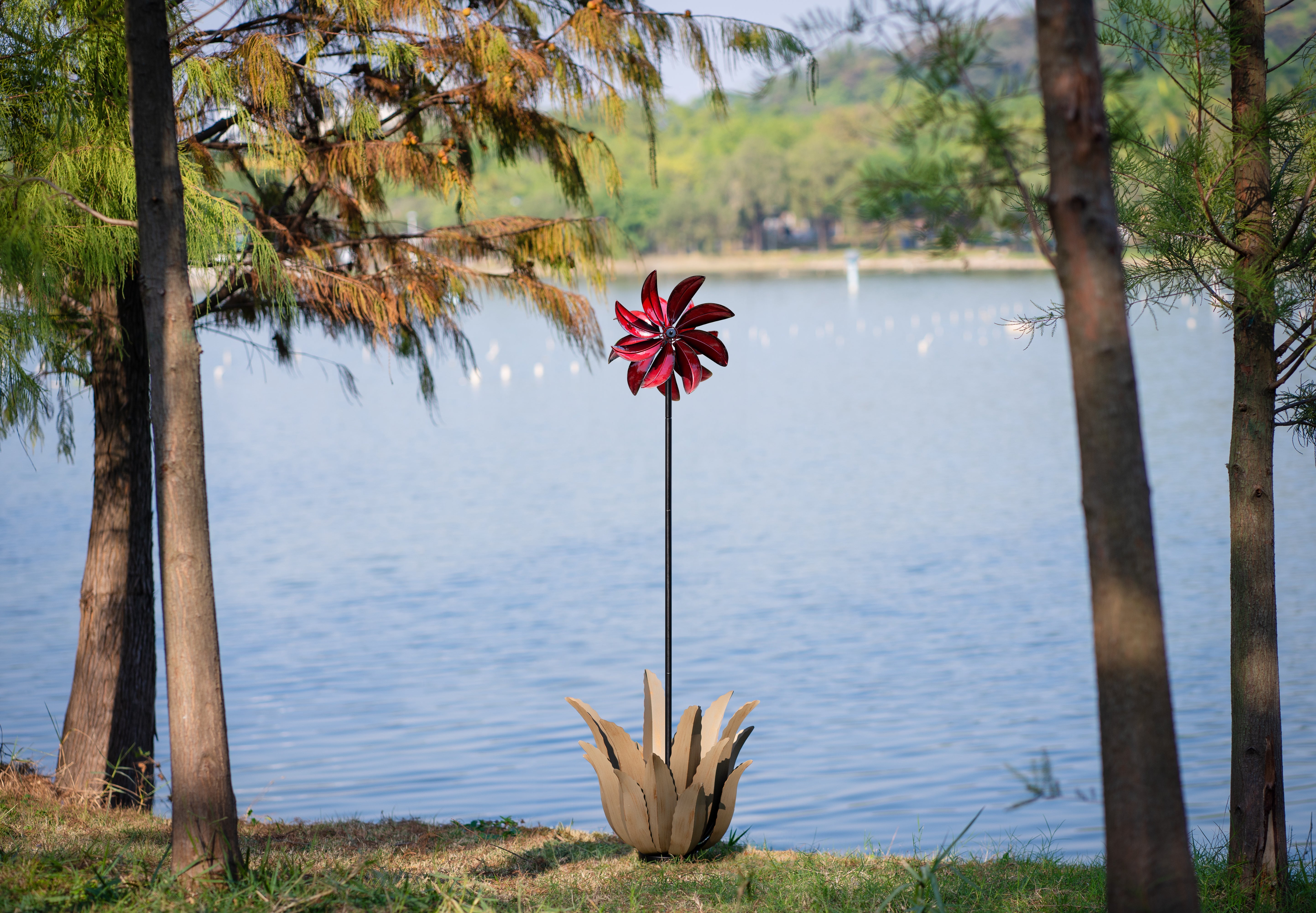 Agave with Wind Spinners – Cyan Oasis