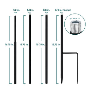 63.4 in. wind spinner poles set metal