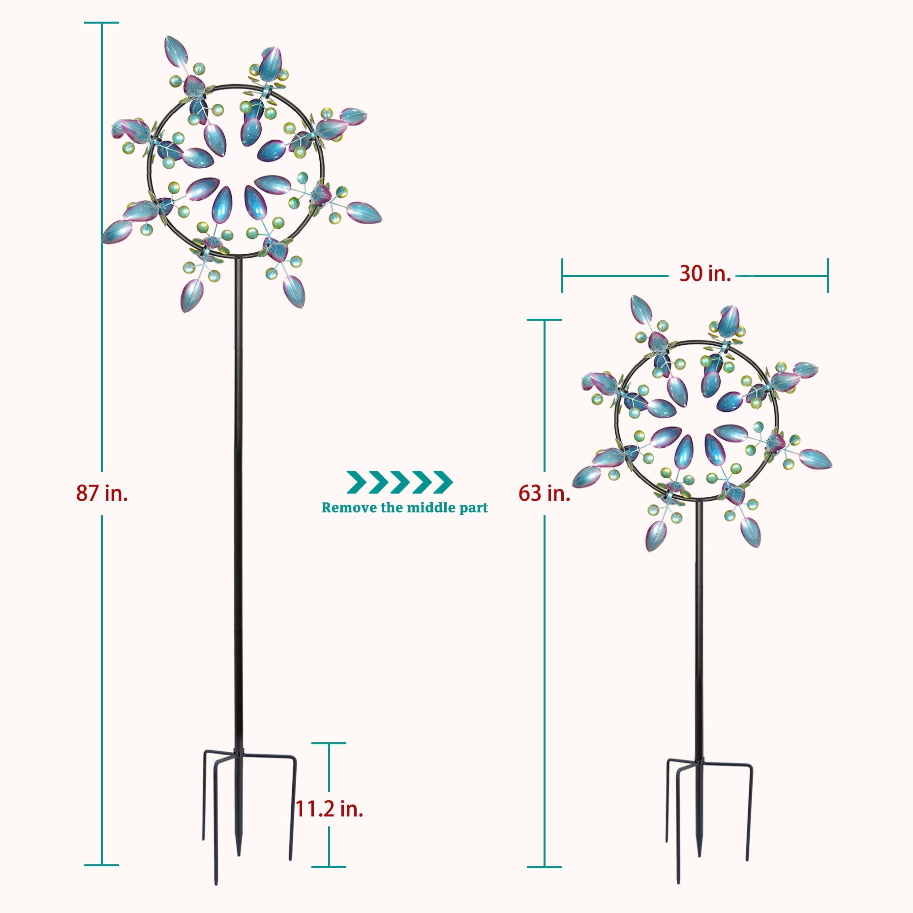 Large Metal Kinetic Wind Spinners, Flowering Sway Wind Sculpture