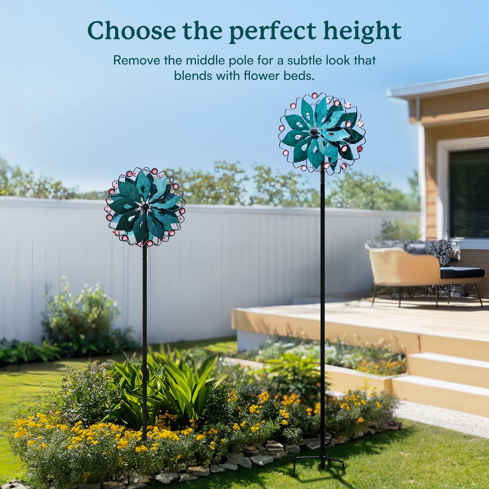 Neon Blossom Wind Spinner – Cyan Oasis