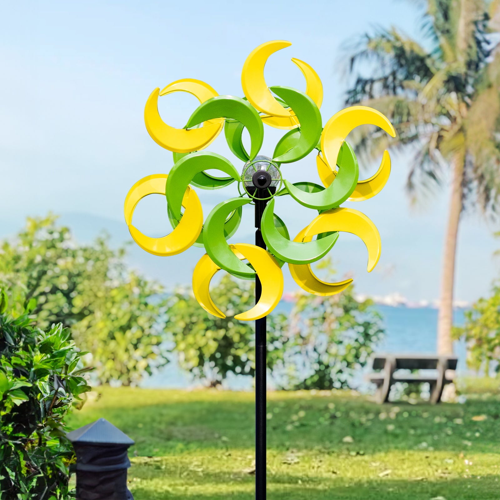 Verdant Moon Solar Wind Spinner – Cyan Oasis