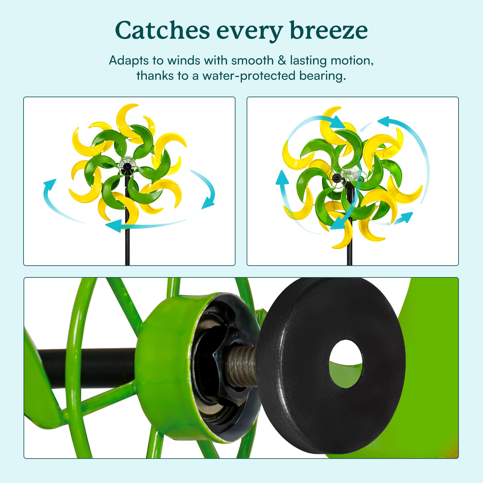 Verdant Moon Solar Wind Spinner – Cyan Oasis