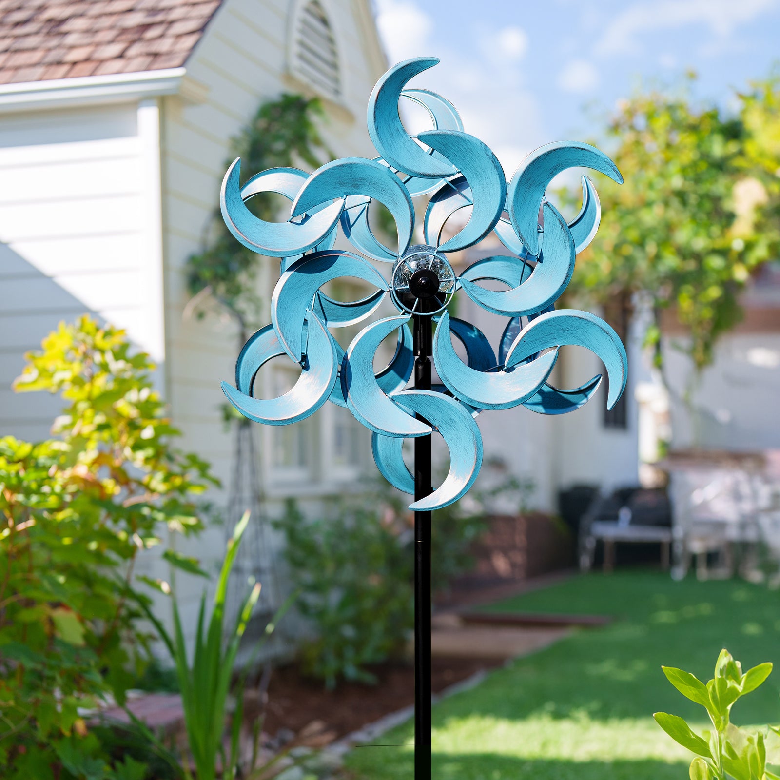 Azure Moon Solar Wind Spinner – Cyan Oasis