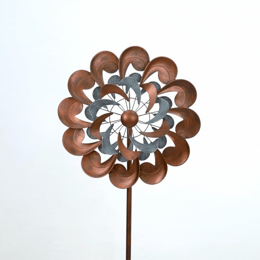 Classic Harmony Copper Metal Garden Wind Spinner Cyan Oasis