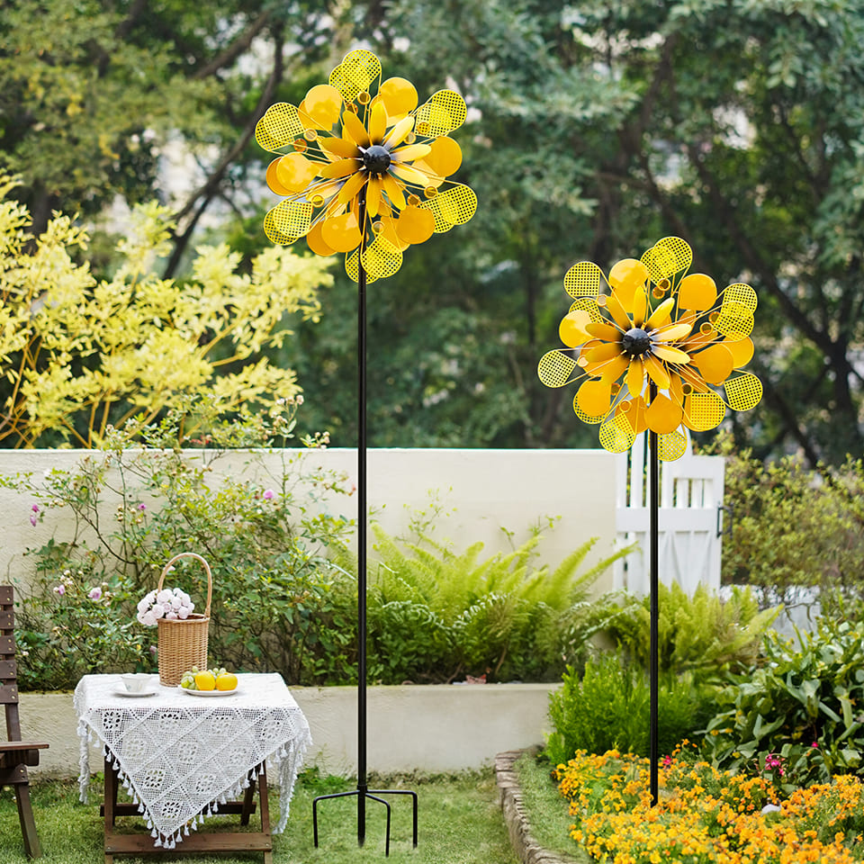 Yello Sunflower Garden Wind Spinner