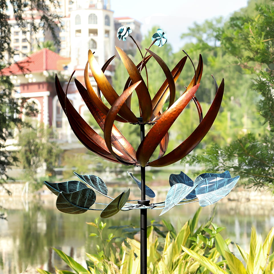 Handmade Large Yard Art Garden Metal Windmill Sculptures Wind Spinners