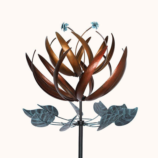 Metal Flower Garden Wind Spinner - Cyan Oasis