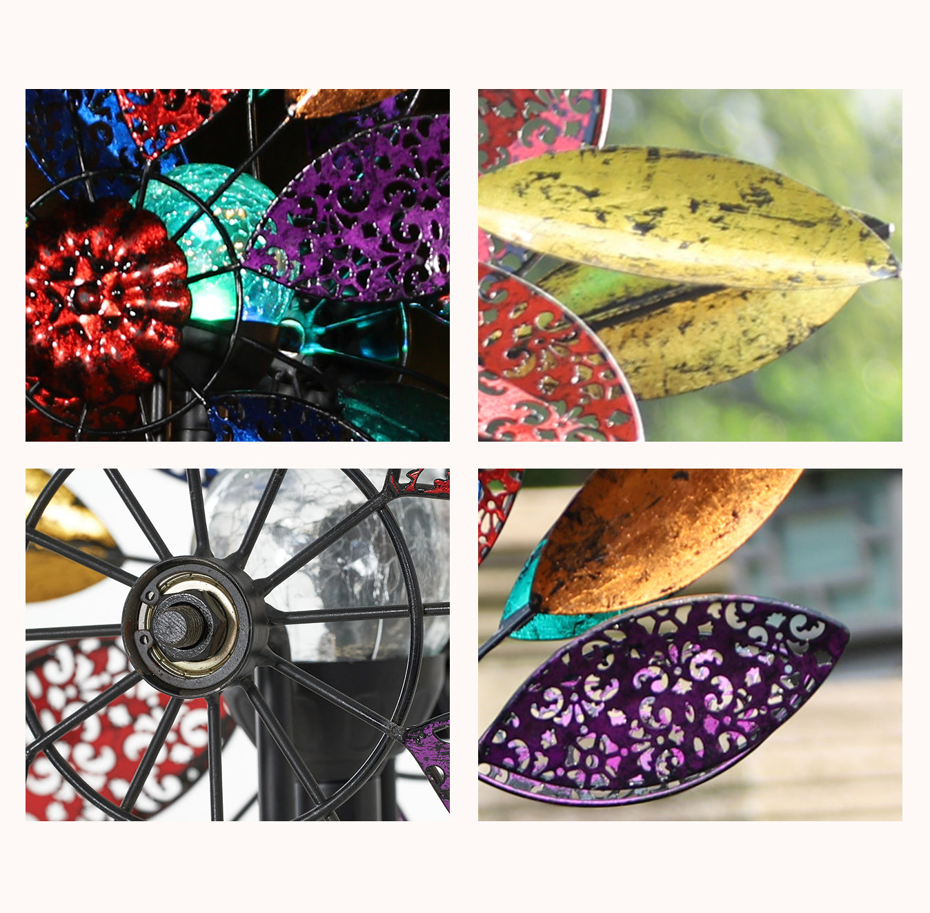 Cyan Oasis Multi-color leaves vibrant wind spinner, colorful