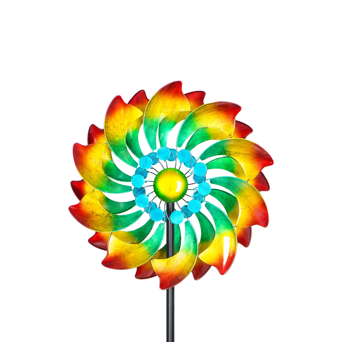 Colorful Bloom Wind Spinner – Cyan Oasis