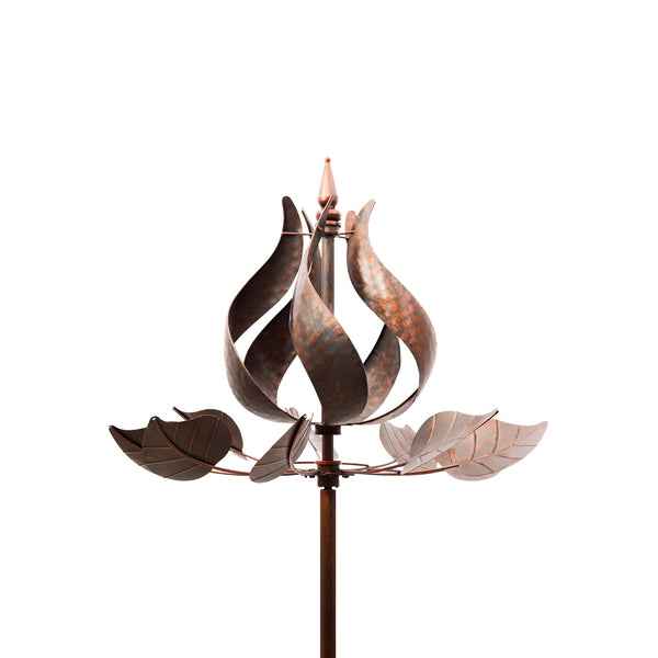 Copper Tulip Flower Wind Spinner, Large Metal Garden Sculptures