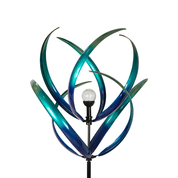 Dawn Magnolia Solar Wind Spinner, Metal Large Yard Sculpture