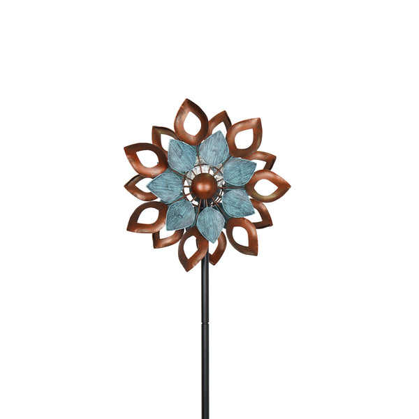 Retro Dahlia Solar Wind Spinner – Cyan Oasis