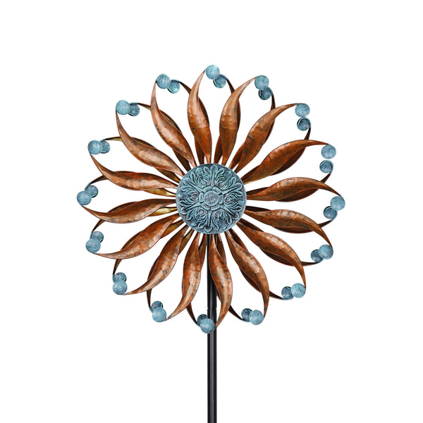 Copper Metal Wind Spinner for Garden and Yard, Kinetic Sculpture