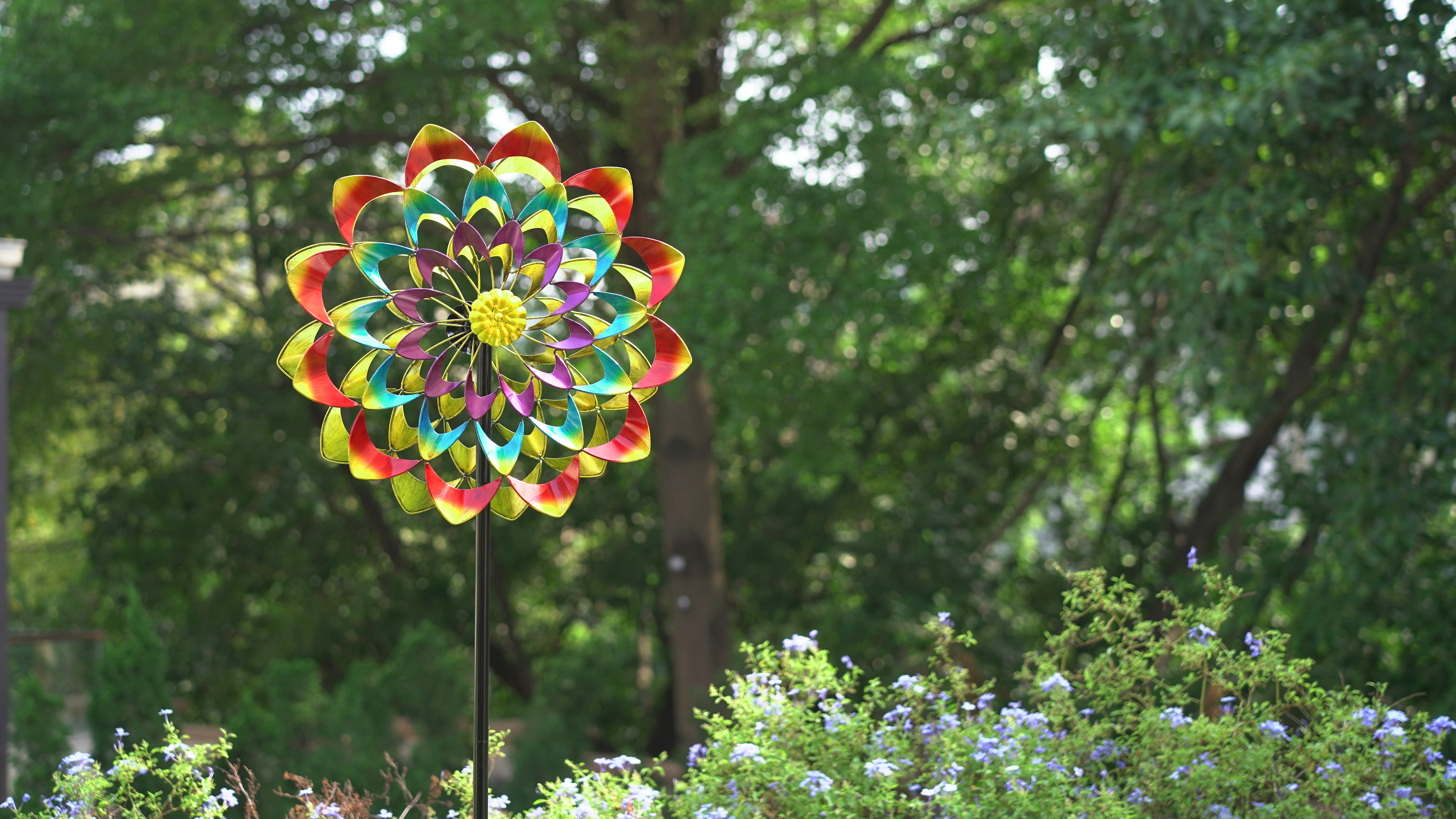 hanging plant spinner Colorful Wind Spinners & Garden Wind Sculpture for Yard, Lawn – Cyan Oasis
