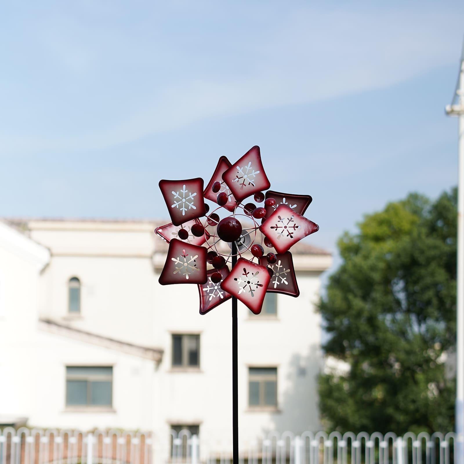 Metal Snowflake Wind Spinner For Yard And Garden