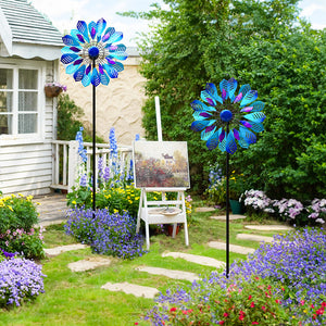 Metal Peacock Feather Garden Wind Spinner 