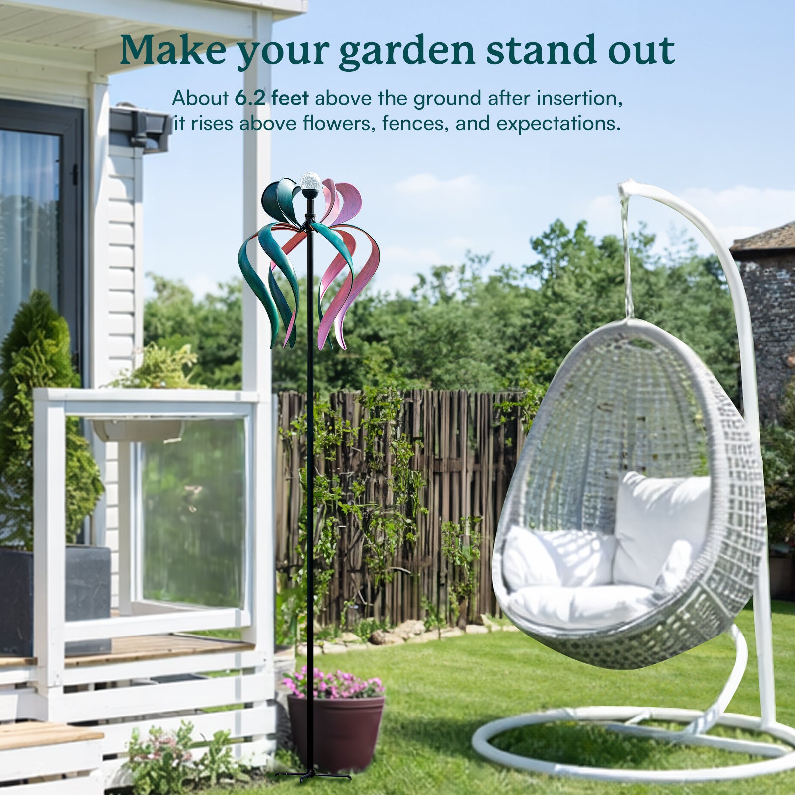 Dancing Ribbon Solar Wind Spinner – Cyan Oasis