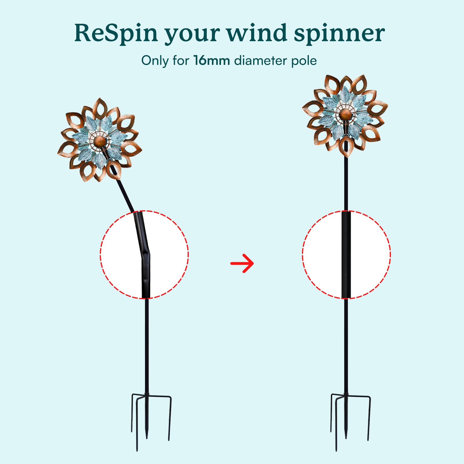 Metal wind sculpture replacmement pole for Cyan Oasis