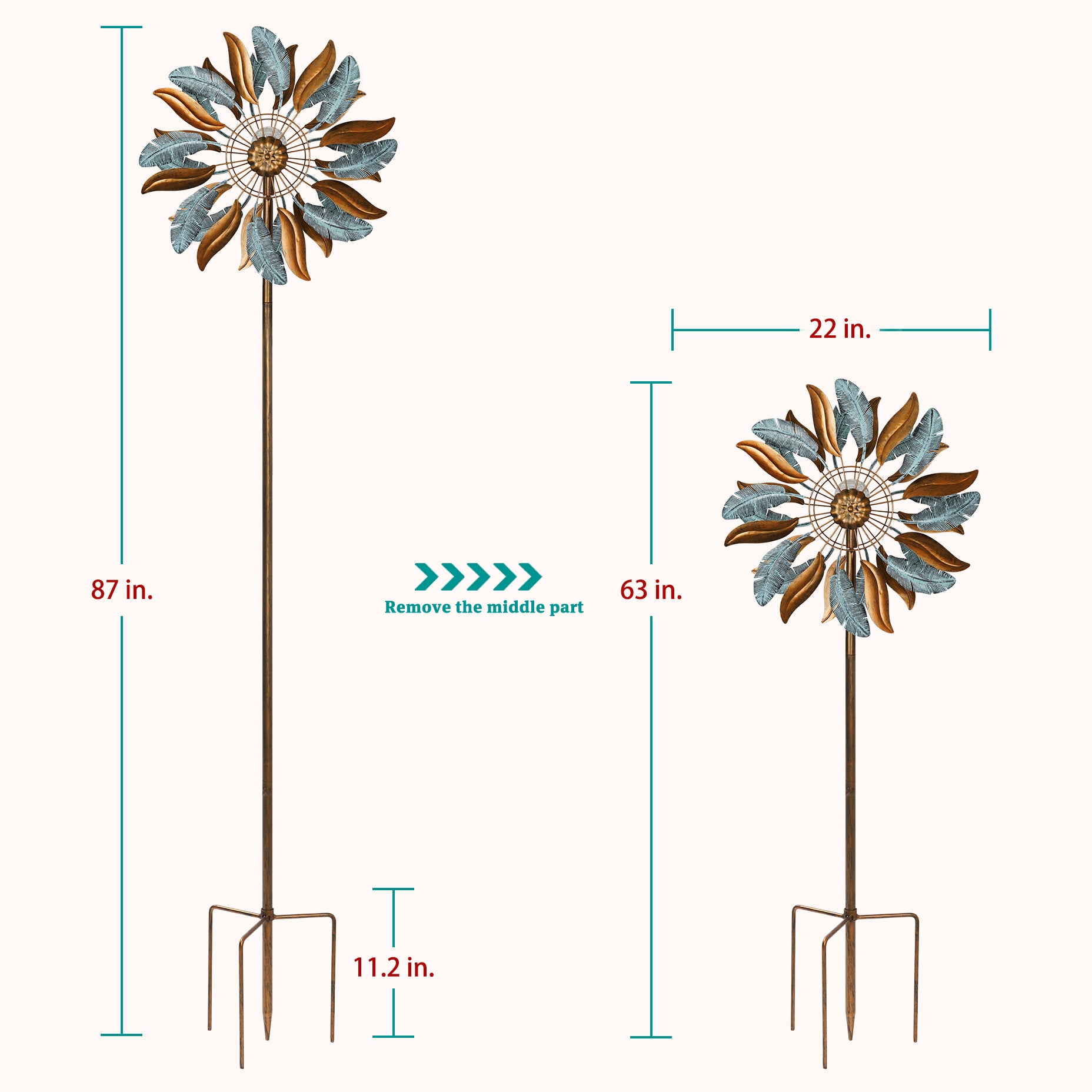 how to adjust the height of wind spinner for garden