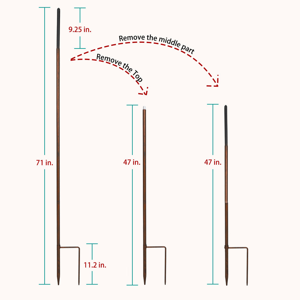 Garden Wind Spinner Replacement Poles 71 in., with 3 adjustable Rods