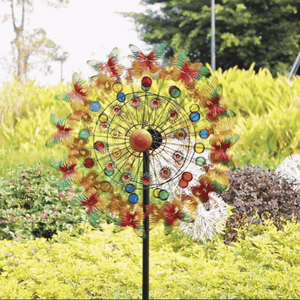 butterfly wind spinner spinning in garden