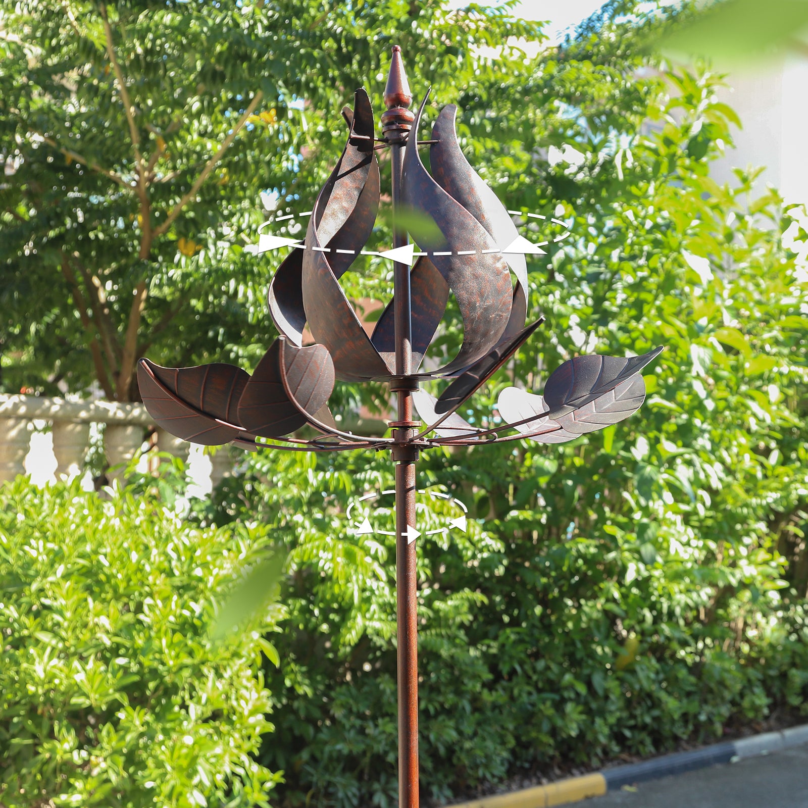 Copper Tulip Flower Wind Spinner, Large Metal Garden Sculptures