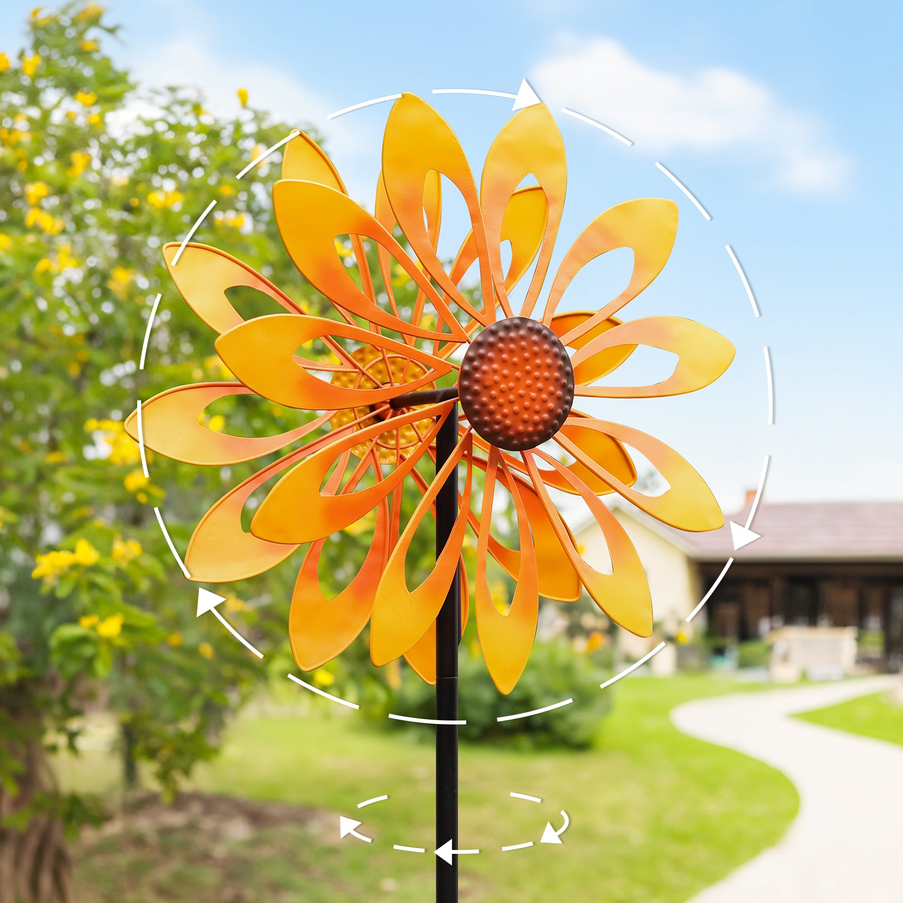 Sunny Daisy Wind Spinner – Cyan Oasis