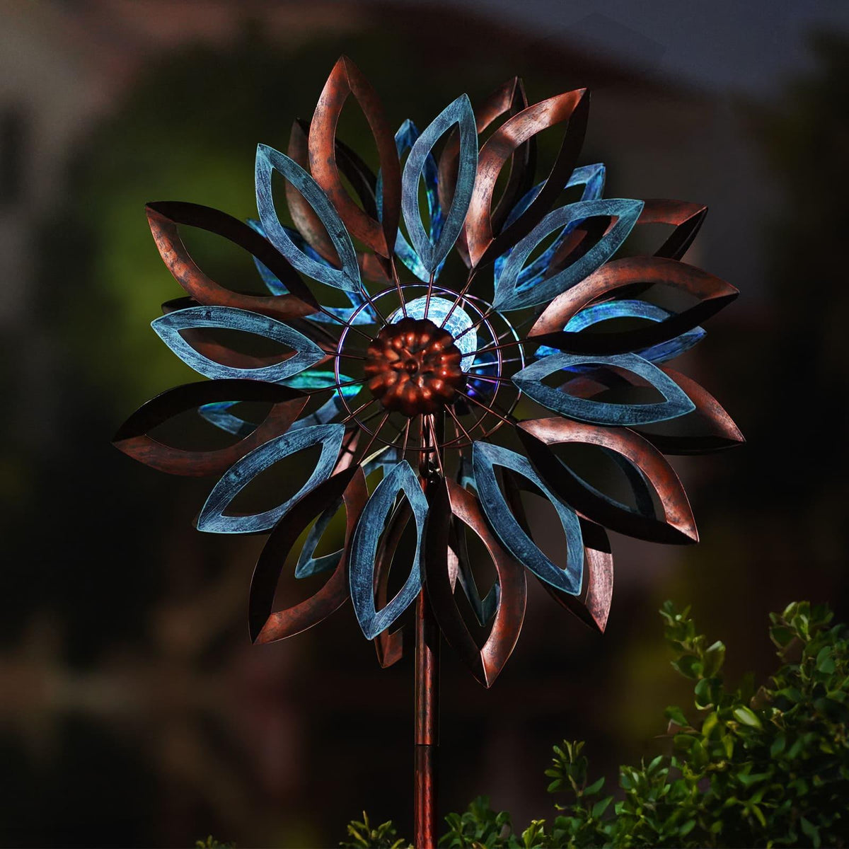 Classic Harmony Copper Metal Garden Wind Spinner | Cyan Oasis