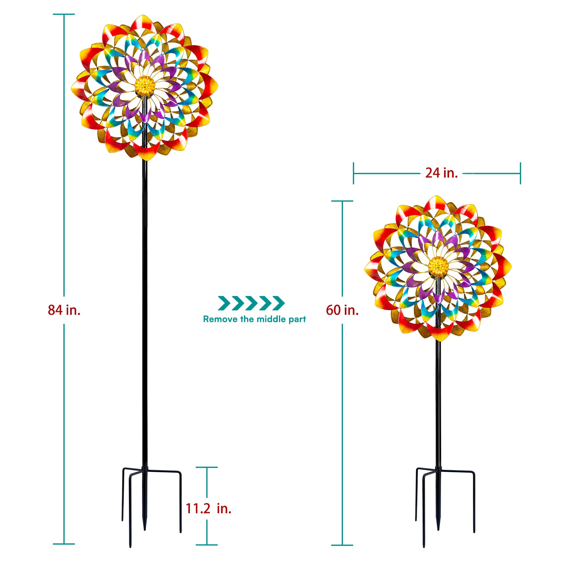 flowerシンギングリン宇宙⑤ Sunburst Feather Solar Wind Spinner, large metal solar wind
