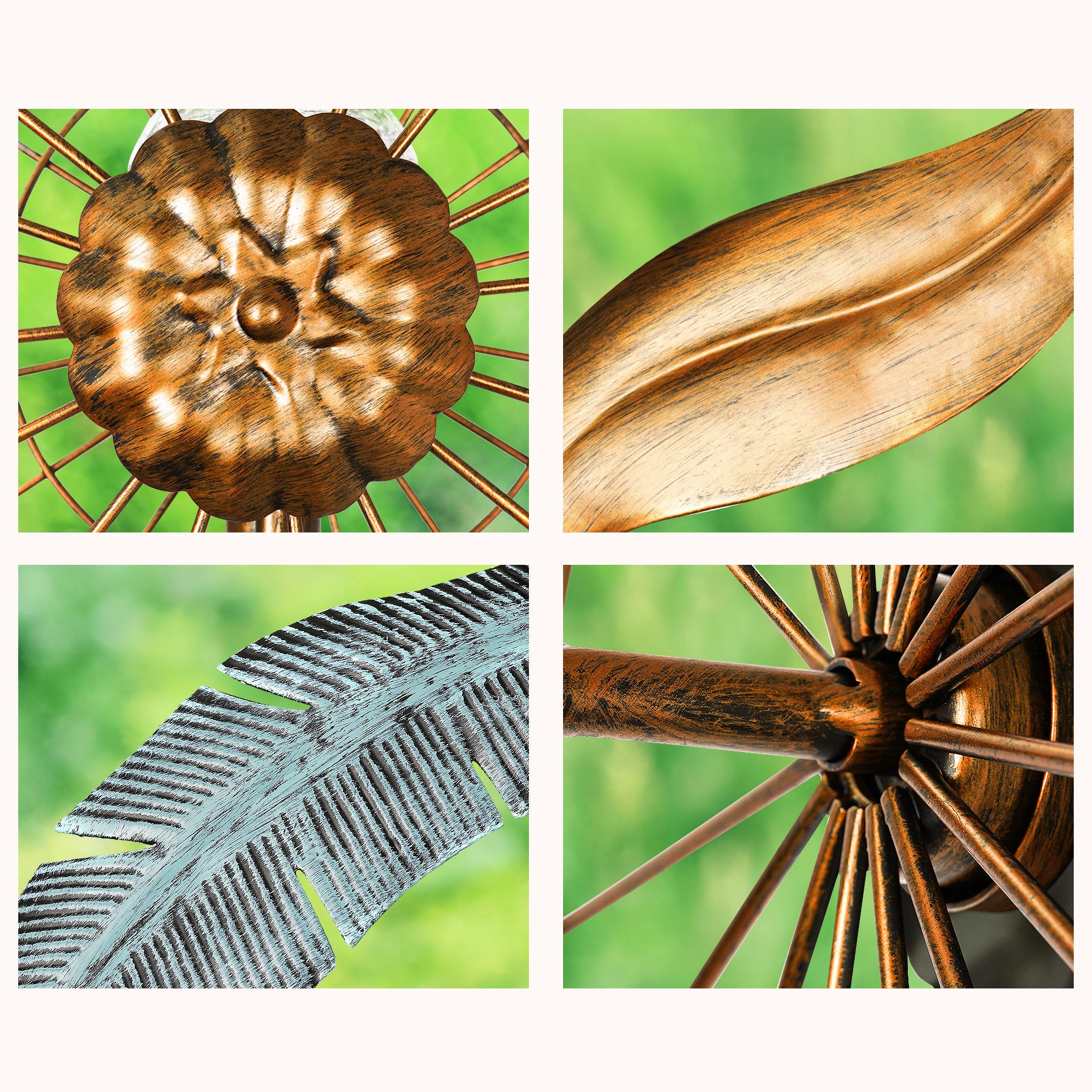 Sunburst Feather Solar Wind Spinner, large metal solar wind