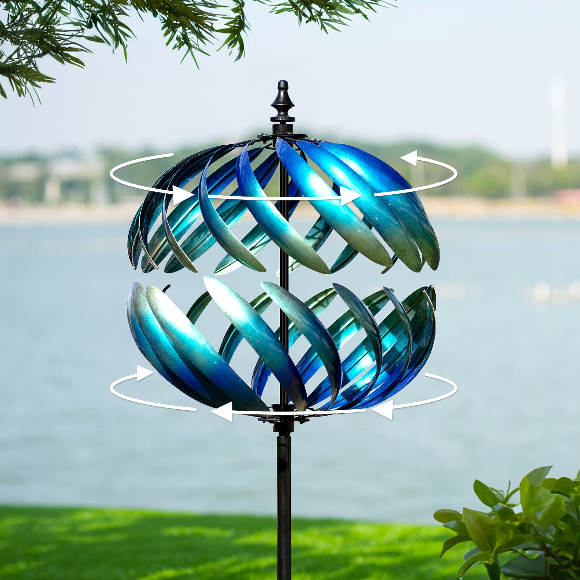 Dawn Globe Wind Spinner – Cyan Oasis
