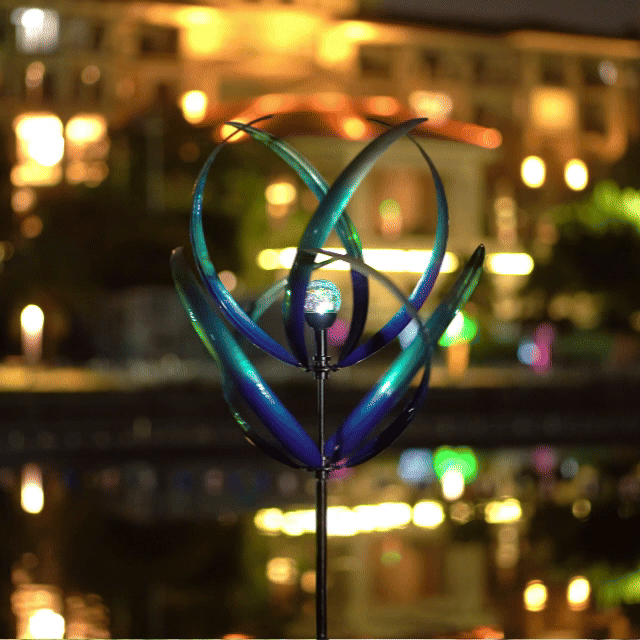 Dawn Magnolia Solar Wind Spinner, Metal Large Yard Sculpture Dawn Magnolia Solar Wind Spinner, Metal Large Yard Sculpture