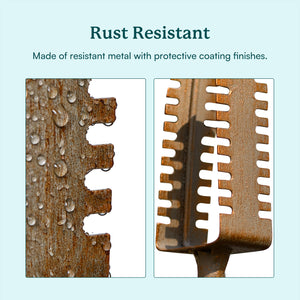 Metal product with rust resistance feature on a light blue background