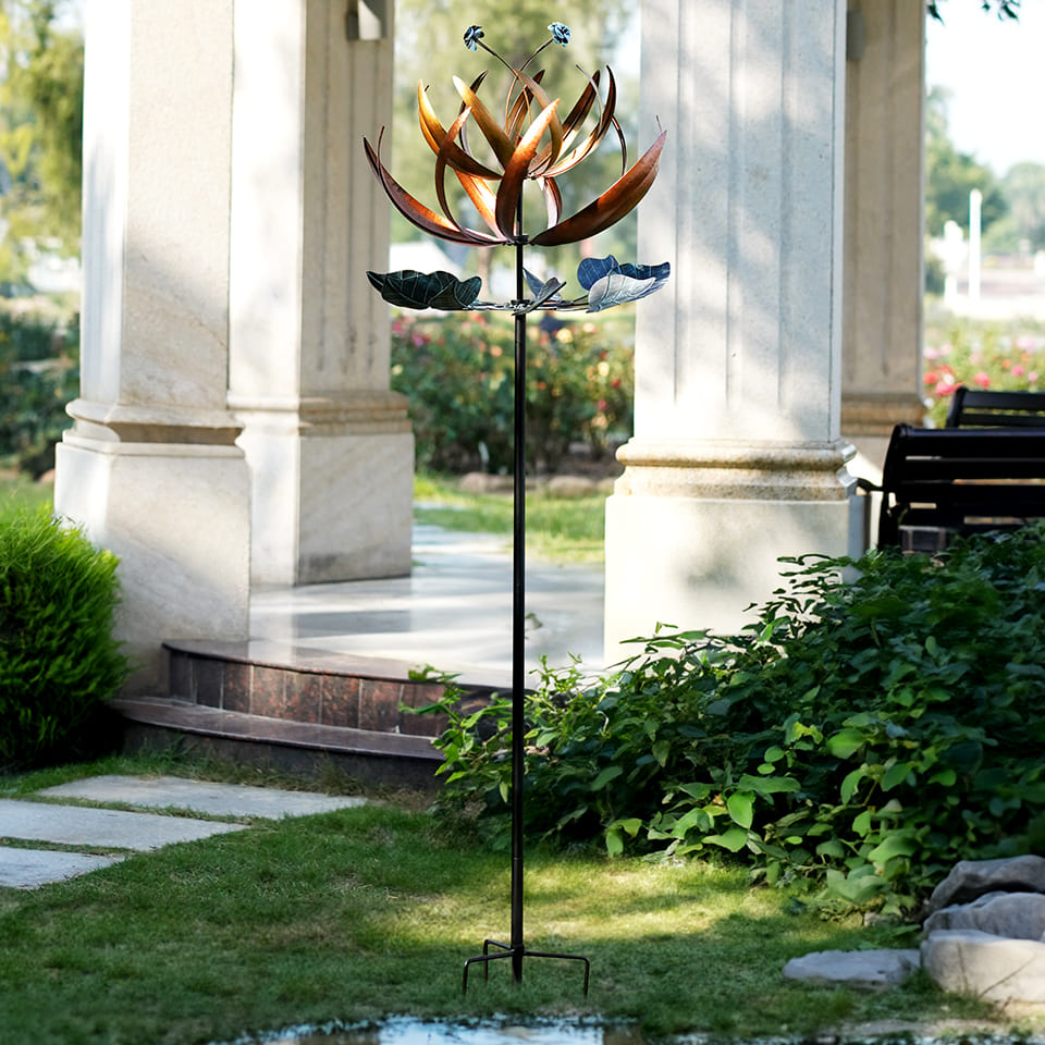 Copper Kinetic Wind Sculpture Garden Wind Spinners – Cyan Oasis