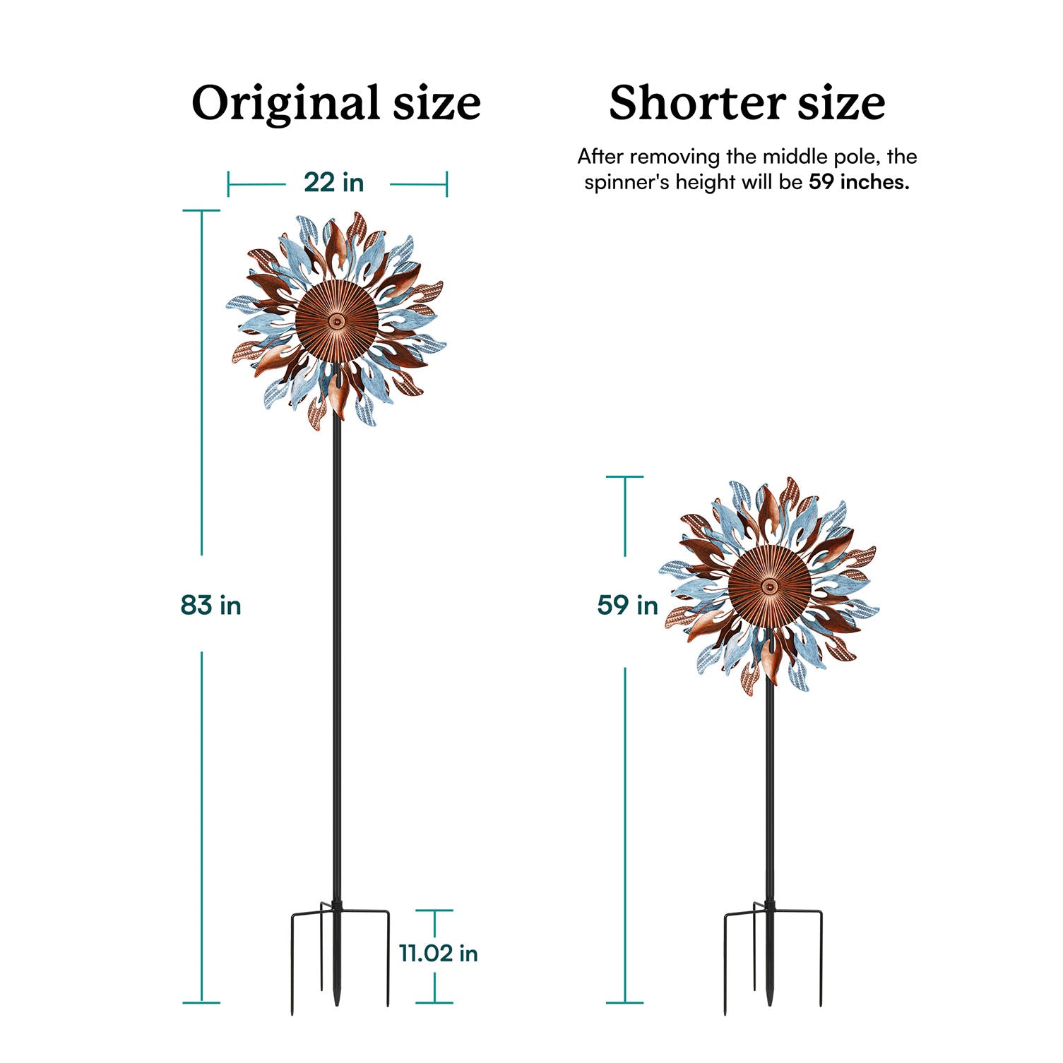 Cyan Oasis wind spinner can adjust the heigh