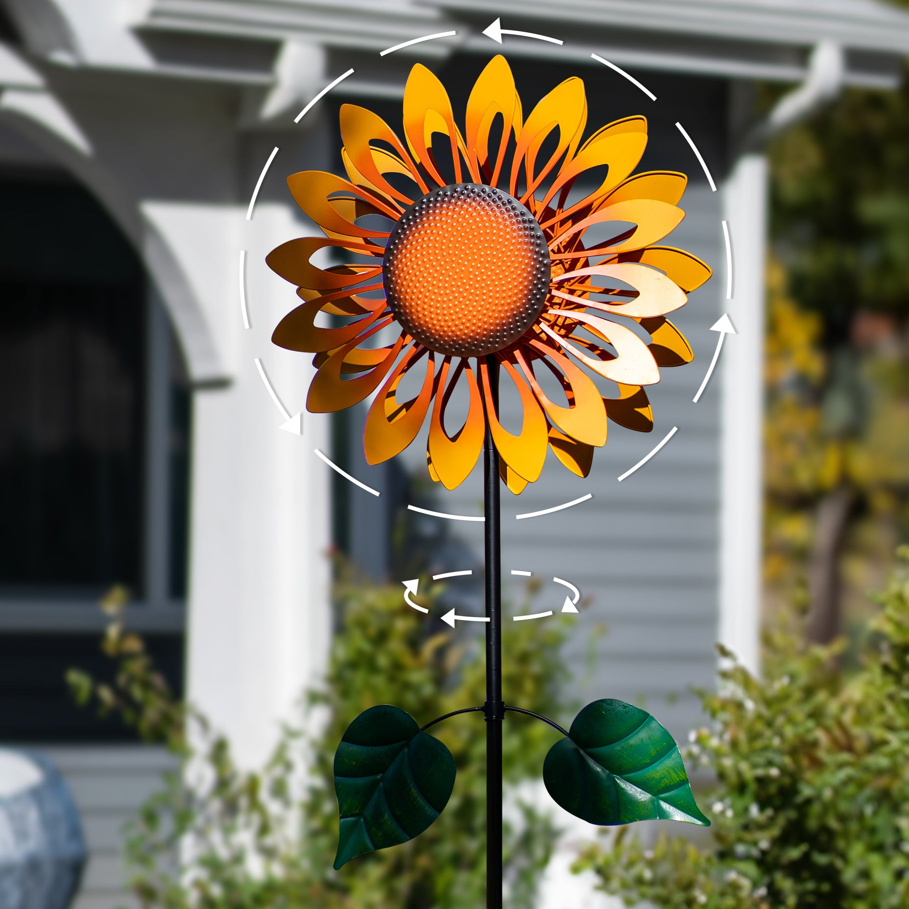 metal sunflower wind spinner
