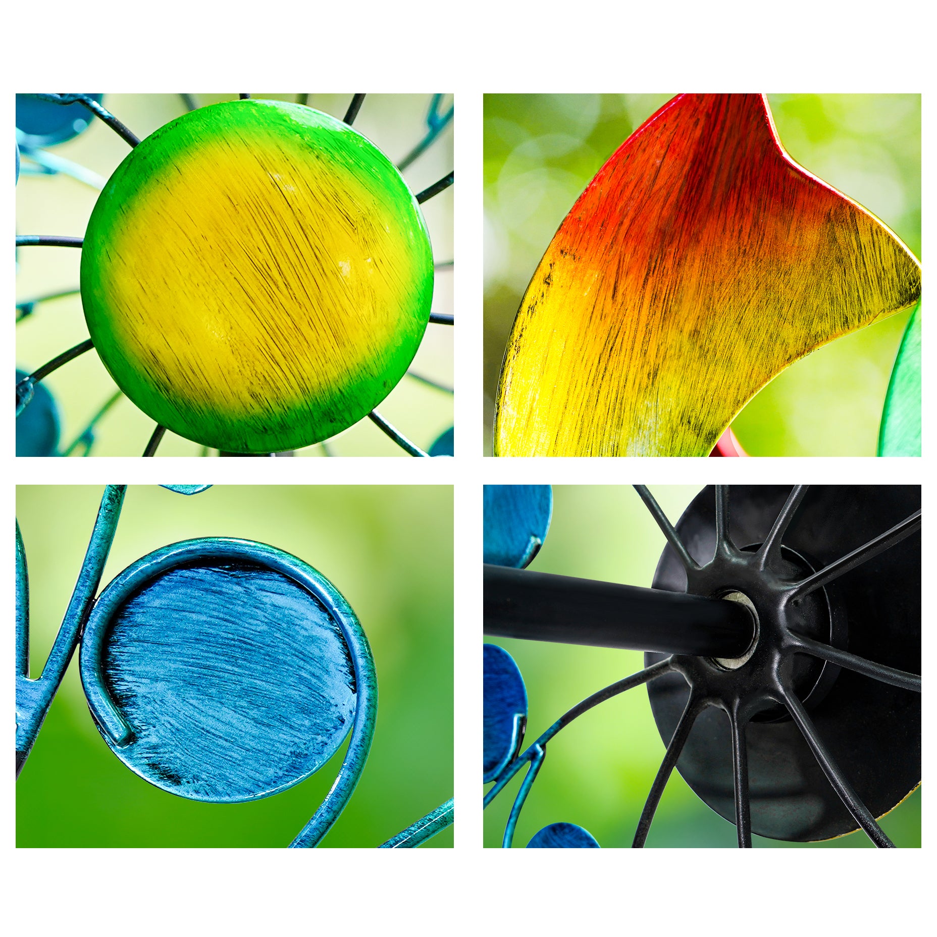 Colorful Bloom Wind Spinner – Cyan Oasis