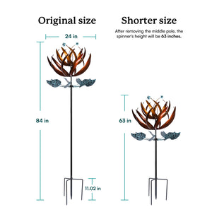 The wind spinner can adjust the heigh by removing the middle pole
