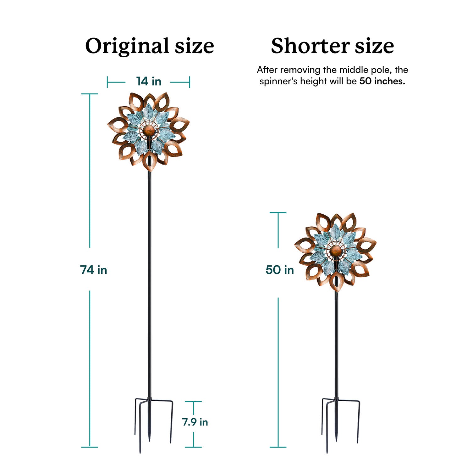 Retro Dahlia Solar Wind Spinner – Cyan Oasis